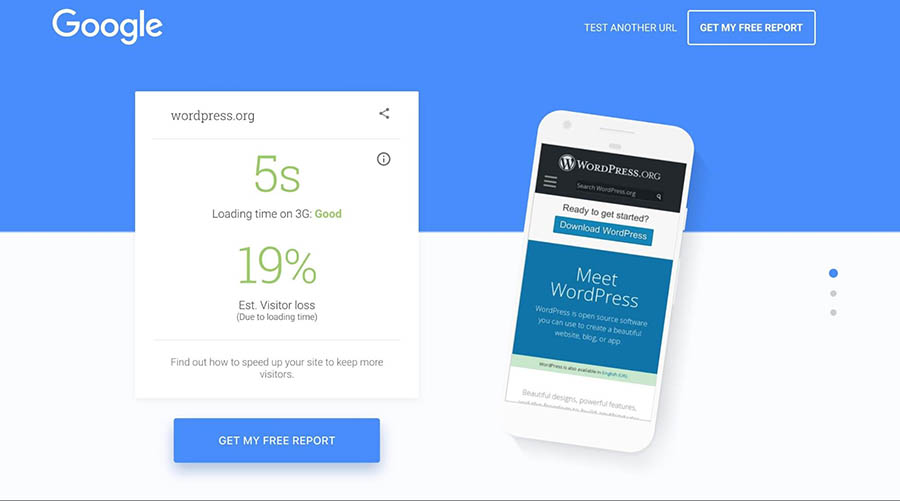Mobile Speed Test results.