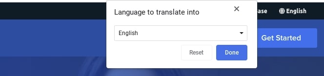 The option to translate language in Chrome