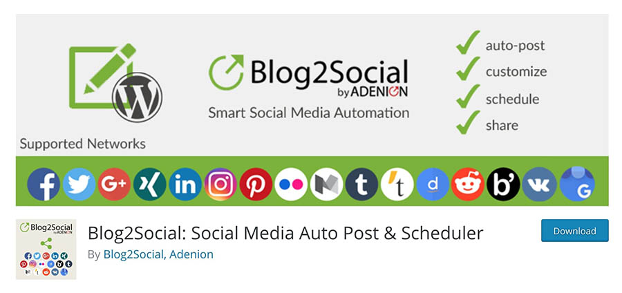 The Blog2Social plugin.