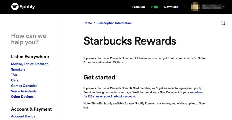 The Spotify and Starbucks rewards program.