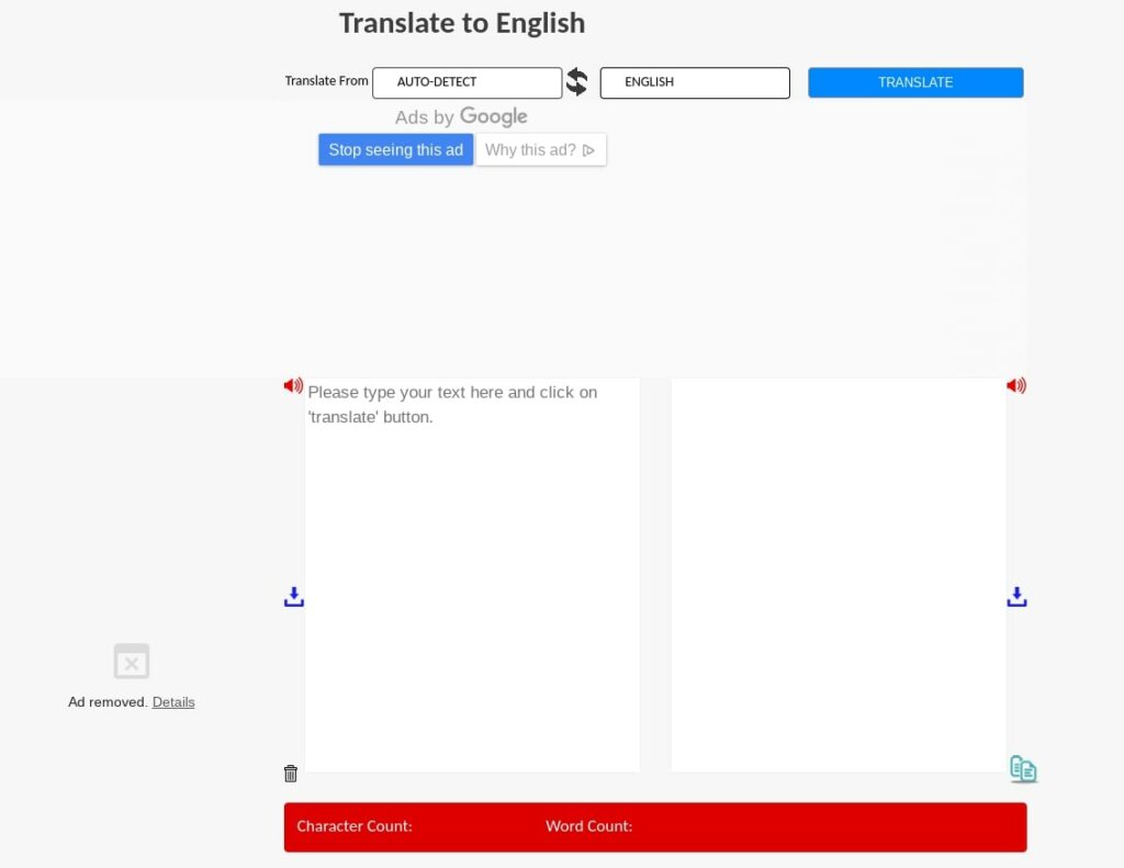 The Translatedict.com website