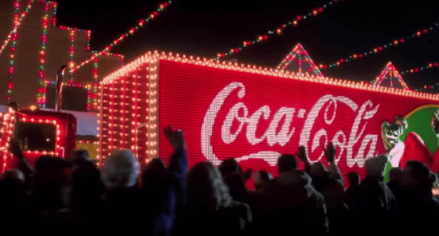 Screenshot from the Holidays Are Coming advertisement by Coca-Cola.
