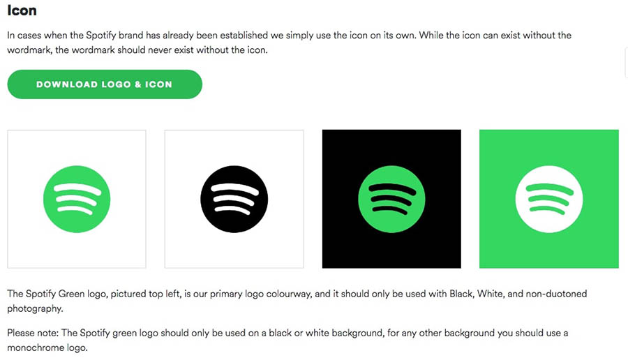 Spotify’s logo and icon usage guidelines.