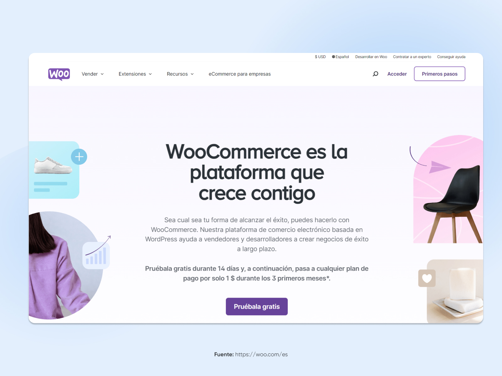 Página inicial productos WooCommerce
