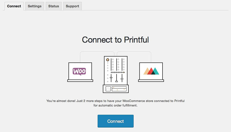Alt text: The Connect to Printful page.