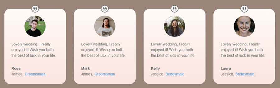 An example of a wedding site’s Guestbook page.