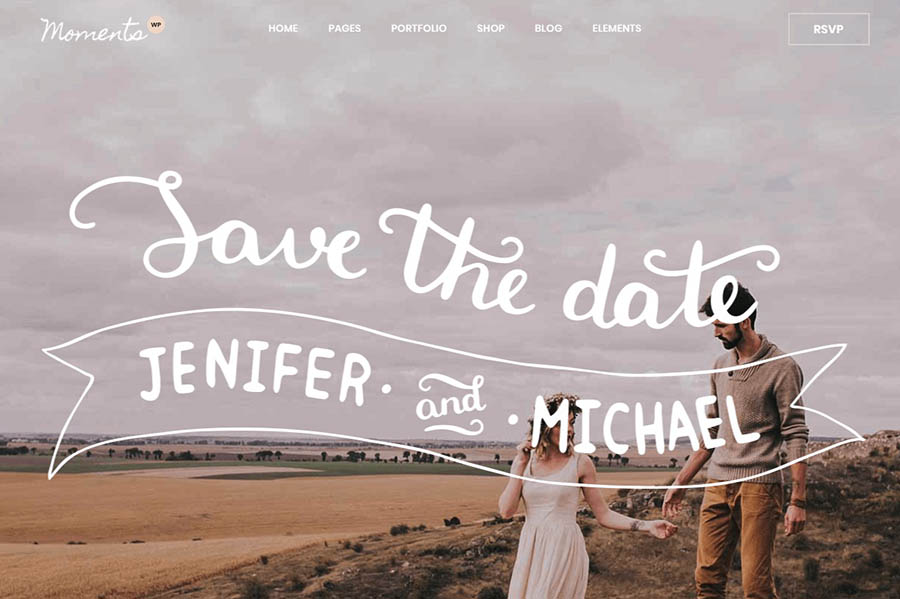 The Moments wedding website theme.