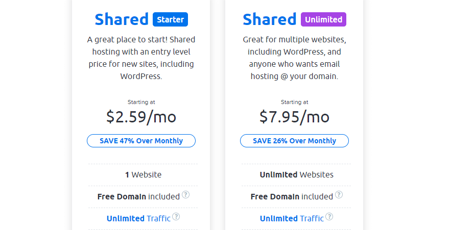 DreamHost shared hosting plans.