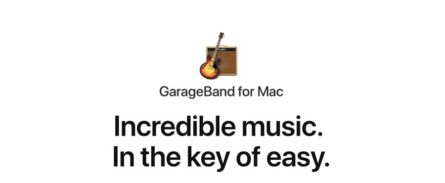 The Home page for Garageband.