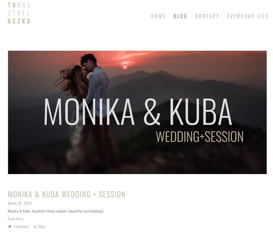 Alt text: An example of a wedding site’s blog page.