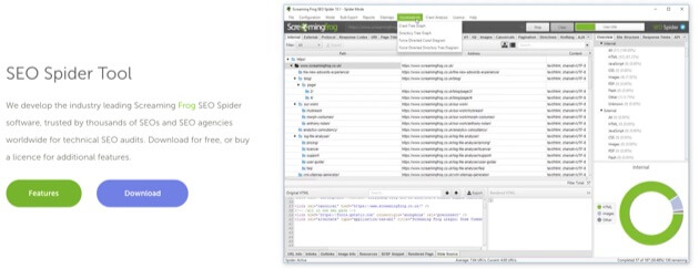 Screaming Frog SEO Spider Tool. 