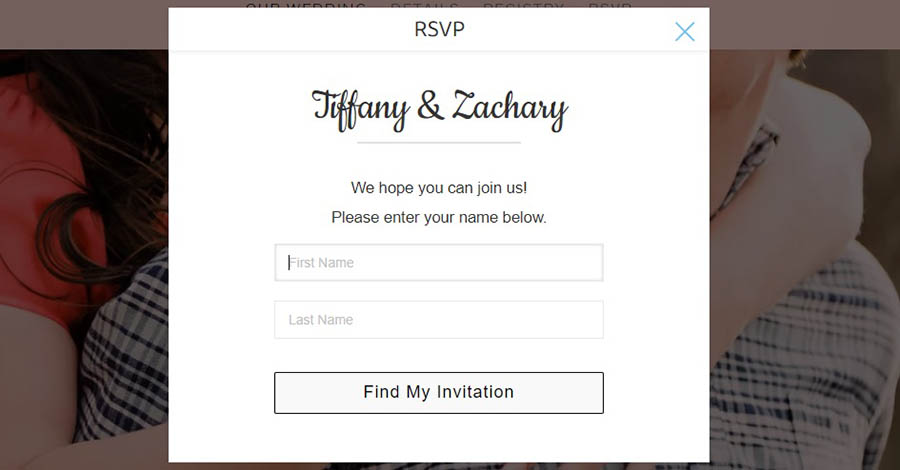 An example of a wedding site’s RSVP page.