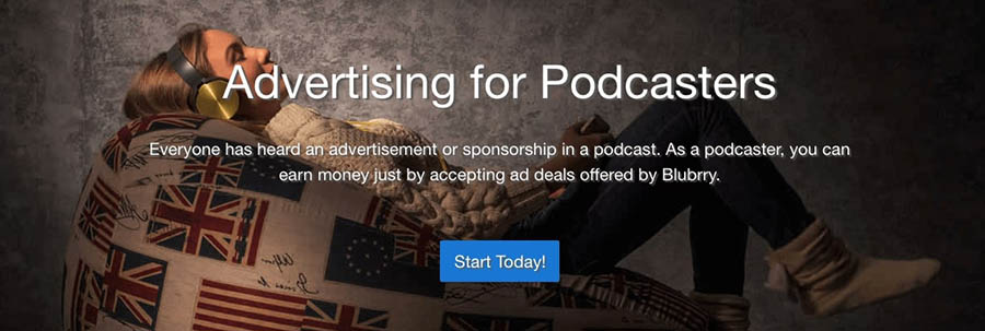 Blubrry’s podcast advertising network page.