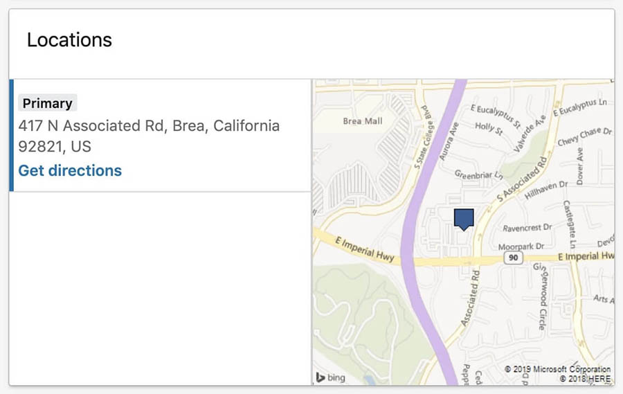 The Locations section of the DreamHost LinkedIn company page.