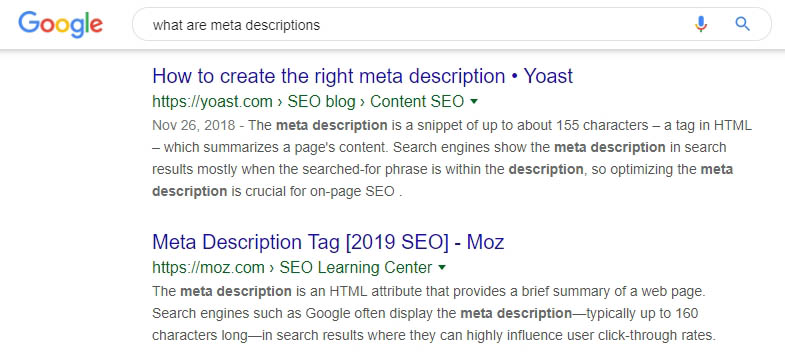 Meta description examples