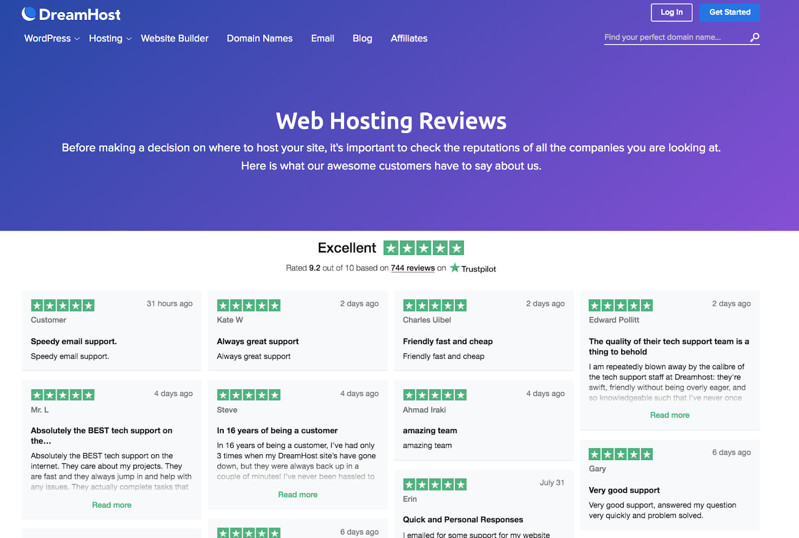 Reviews from DreamHost customers.