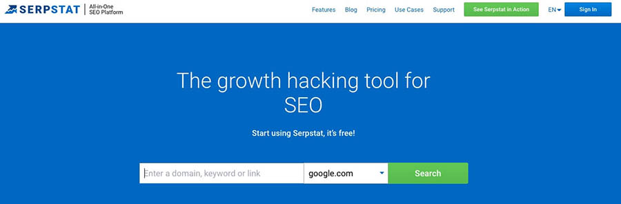 Alt text: Serpstat all-in-one SEO tool.