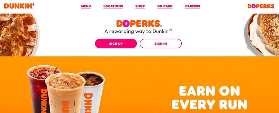 Dunkin’ Donuts reward perks.