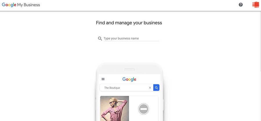 The Google My Business login page.