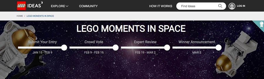 Lego’s “Moments in Space” contest. 