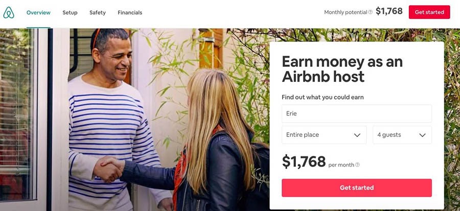 The Airbnb website.