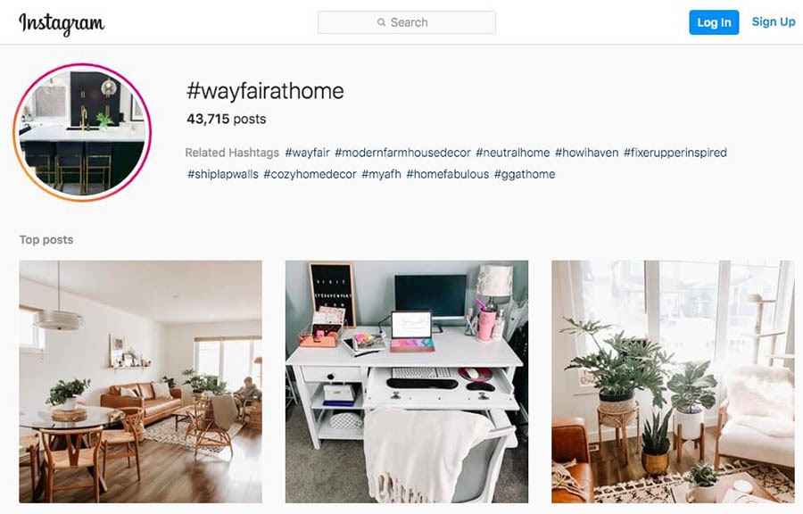 ‘Wayfair’s UGC content campaign on Instagram’.