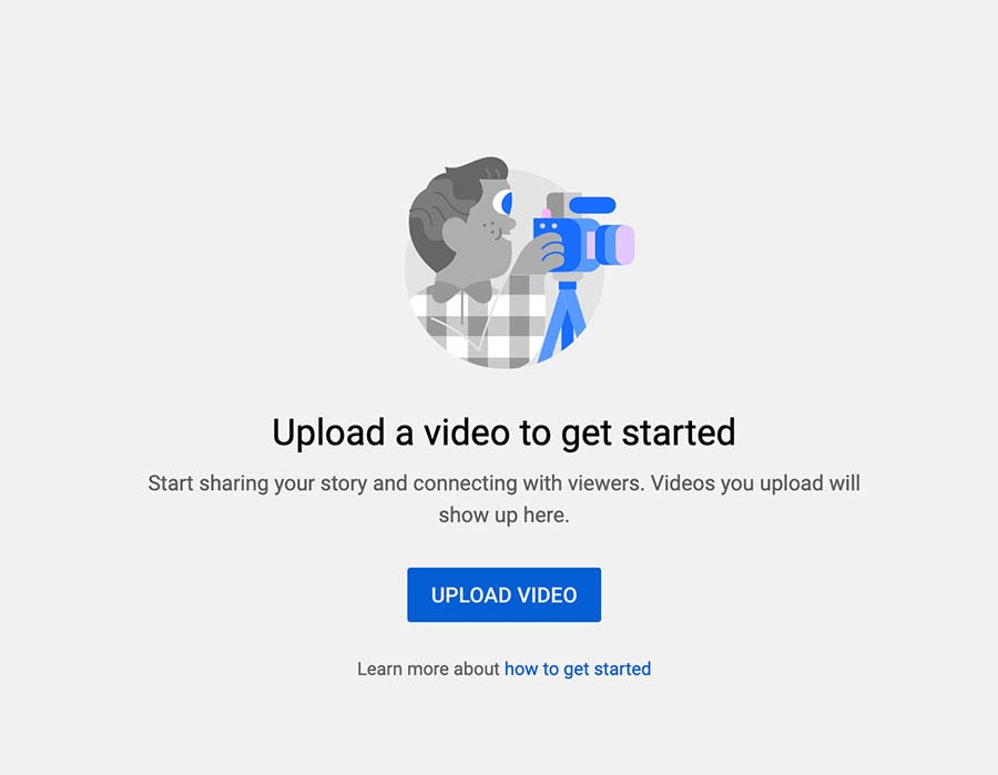 YouTube upload video button.
