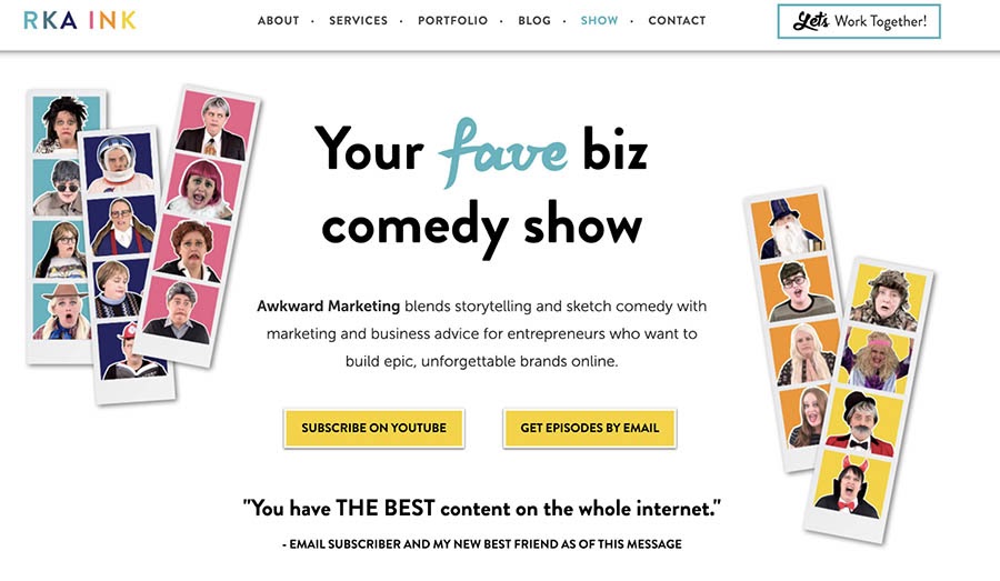 RKA Ink features business sketch comedy videos on her website.