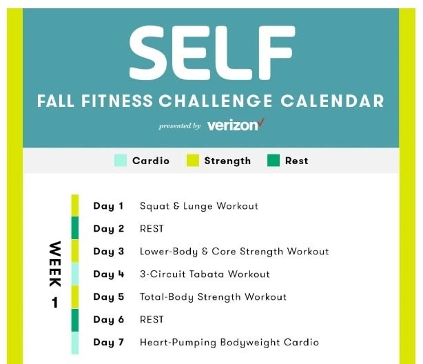 An example of a fitness calendar.