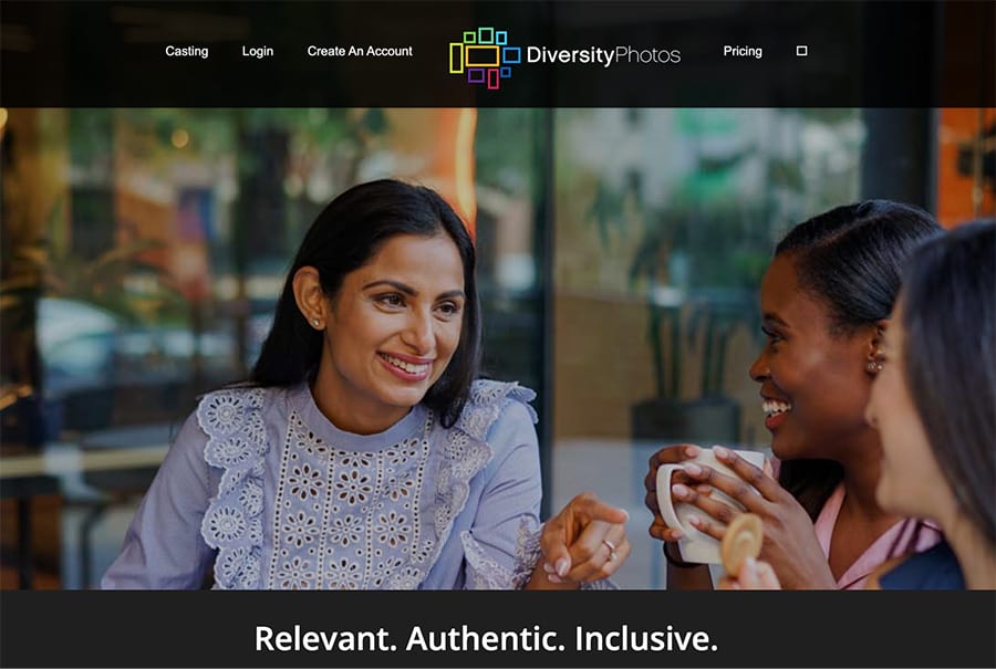 La página de inicio de diversityphotos.com. 