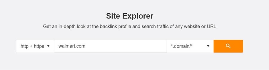 Función de búsqueda Ahrefs “Site Explorer”.