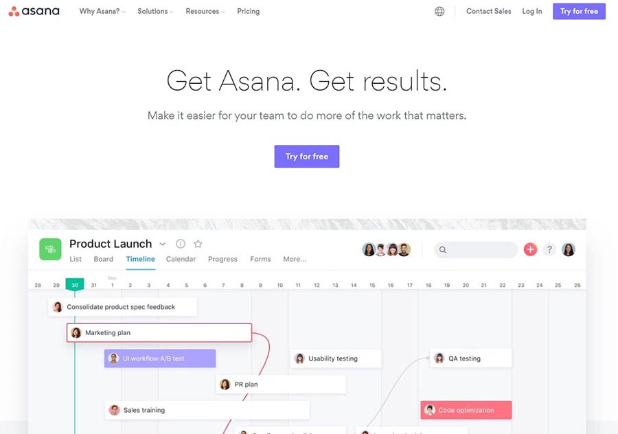 The Asana project management tool.