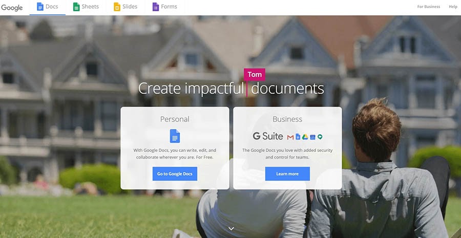 The Google Docs home page.
