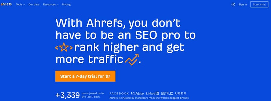 The Ahrefs SEO tool.