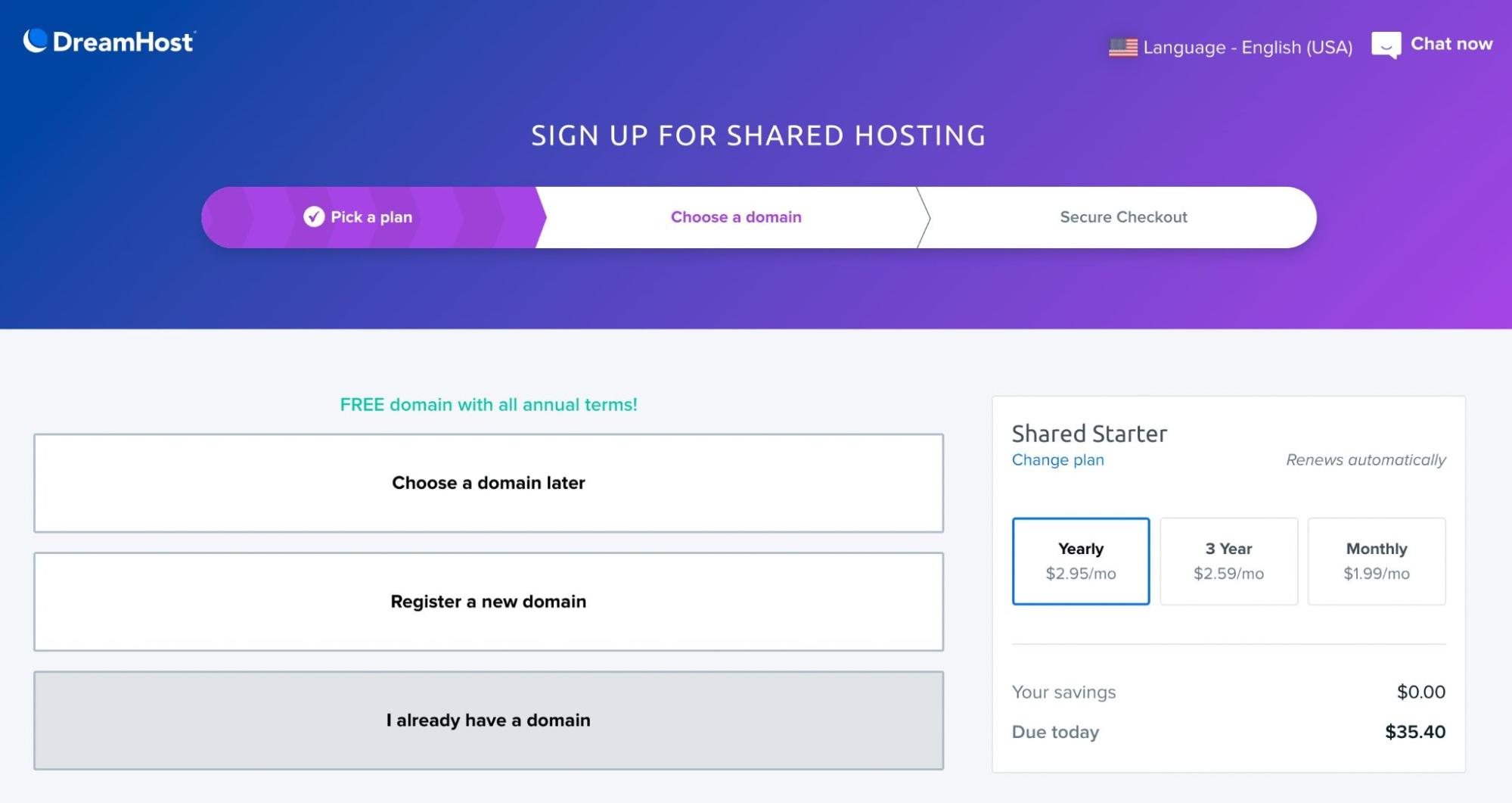 shared hosting with existing domain
