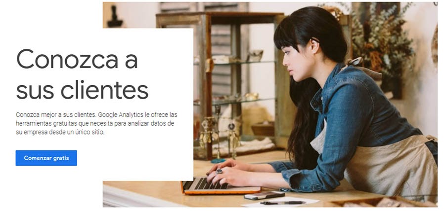 Página inicial de Google Analytics.