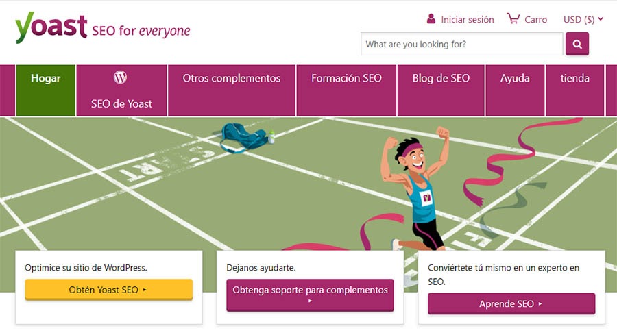 La página de inicio Yoast SEO.