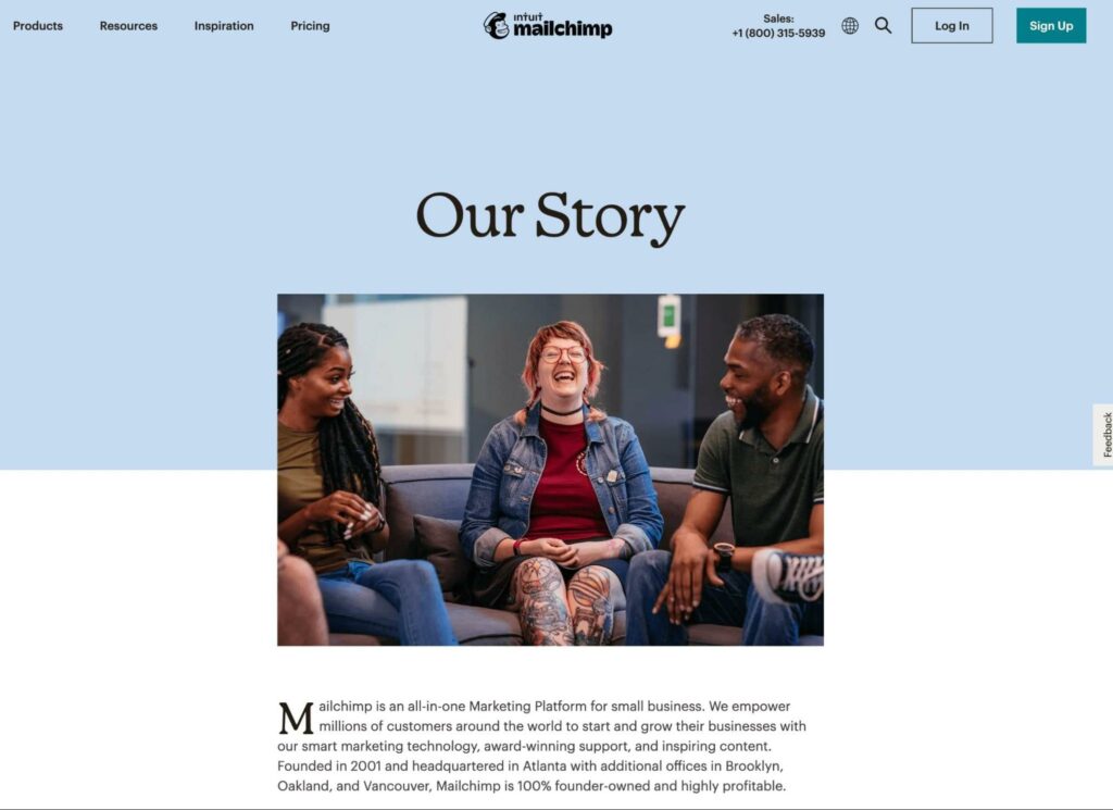 Mailchimp About page