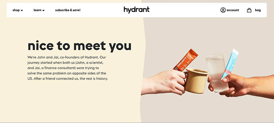 página ‘Sobre Nosotros’ de Hydrant