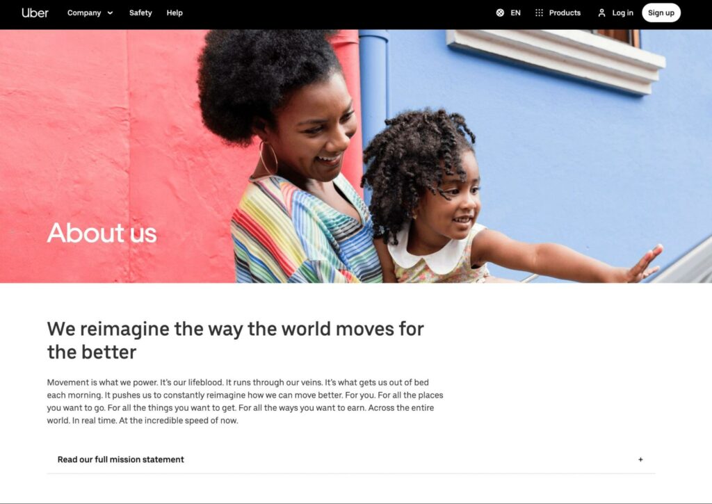 Uber About us page
