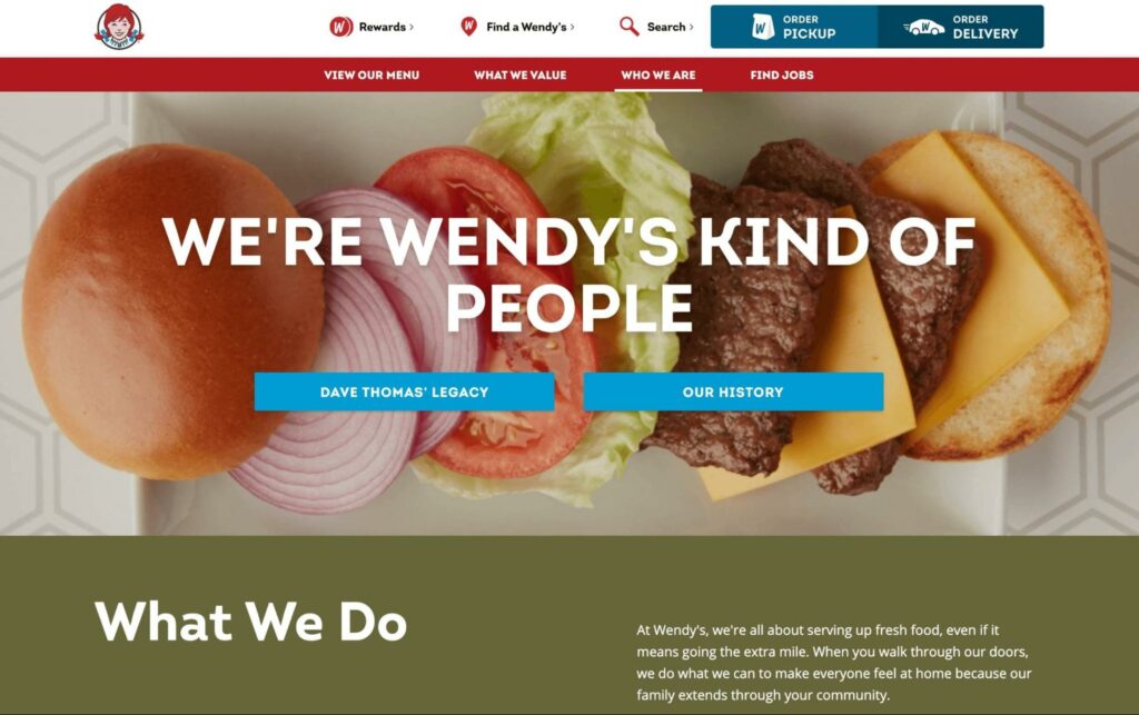 Wendy’s About page