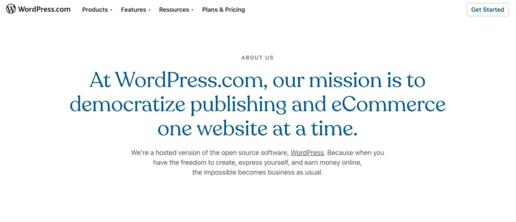 WordPress.com About page