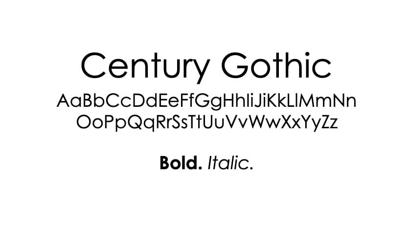 The Century Gothic font.