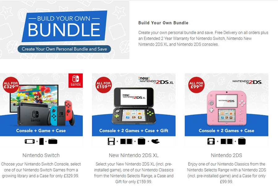 Example of “Build Your Own Bundle” of Nintendo products. 