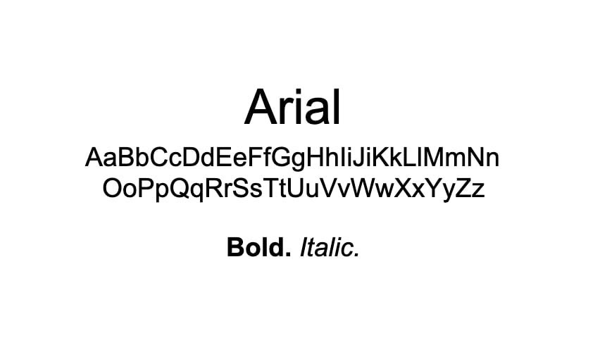 The Arial font.