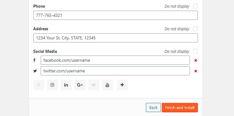 Página con campos de datos basicos 'Sobre Nosotros'
