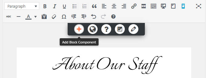 Botón 'Add block' Creador de Sitios WP