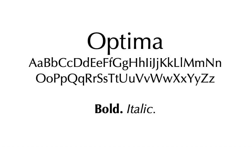 The Optima font.
