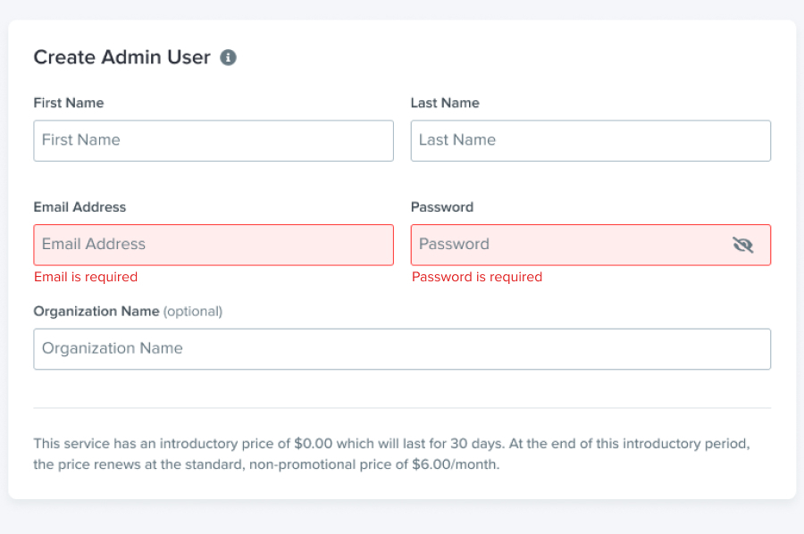 Entering the admin information you want to use with Google Workspace.