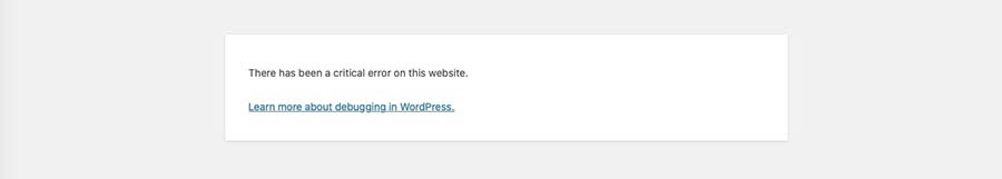 A WordPress syntax error message.